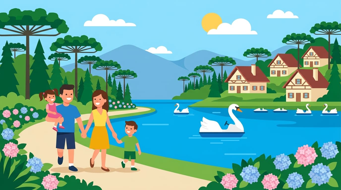 Ilustração de capa do post sobre Gramado com crianças pequenas